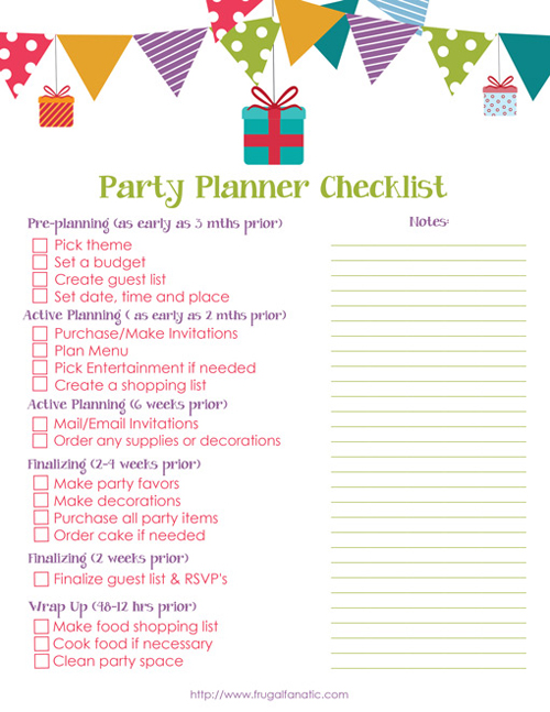 online party planner checklist