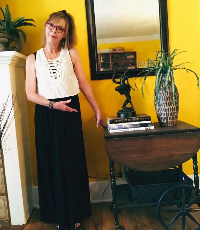 Cyndi Seidler showing art table